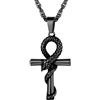 PROSTEEL Personalizzabile Collana Pendente Egitto di Ankh Croce con Serpente, Acciaio inossidabile/Placcato Oro, Stile Egiziano Hip Hop Rap, Catena Regolabile, Argento Nero Oro (con Confezione)