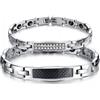 Cupimatch Coppia Lovers Braccialetto Catena Acciaio Inossidabile Magnete Mosaico Strass Argento Nero(1 Paio)
