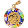 SHALOM - Ciondolo Murrina Madonna Con Bambino, Argento 925 E Vetro Di Murano. Diametro 1,8 Cm