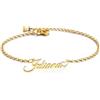 MMXX Bracciale con Nome Personalizzato o Cavigliera per Donna Bracciali Personalizzati con Targhetta in Oro/Argento/Oro Rosa con Pietra Portafortuna Regalo per Madre Fidanzata Figlia - A3