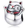 NewL 925 Argento Gatto Metallo Fascino Fortunato Guardiano Maneki Neko Perle di Metallo per le Donne Fascino Braccialetti Braccialetti Gioielli FAI DA TE