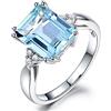 ZHUDJ Anello di gioielli in argento 925 Anelli di pietre preziose acquamarina per le donne Anello di gioielli femminili in argento sterling 925 genuino 7 blu