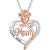 INFUSEU Collana per Mamma con Figli Ciondolo a Cuore Gioiello di Famiglia Regalo per Donna Ideale per Compleanno o Festa Legame Madre e Figli