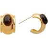 MFQLL Orecchini retrò da donna Orecchini a bottone in oro 18 carati con pietra occhio di tigre e agata rossa(Tiger Eye)