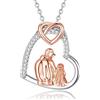 INFUSEU Collana Papà e Figlia Doppio Cuore Ciondolo a Cuore Gioiello di Famiglia Regalo per Lei Amore Paterno Legame Indissolubile