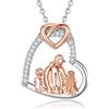 INFUSEU Collana Papà con Figlio e Figlia Doppio Cuore Ciondolo a Cuore Gioiello di Famiglia Regalo per Papà di Due Bambini Amore Incondizionato