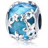 Yashuo Ciondolo in vetro di Murano e argento Sterling per braccialetti Pandora e Argento, colore: Perline di vetro blu., cod. C1154