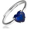 Sakrami Anello Argento 925 Con Zircone Blu Cuore Design Malleabile Regolabile Solitario Elegante - Scatola Personalizzabile Con Dedica Incisa - Idea Regalo Donna Ragazza Anniversario Compleanno