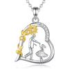 INFUSEU Collana Papà e Bambino Ciondolo a Cuore con Girasole Gioiello di Famiglia Regalo per Papà Fiore Dorato Simbolo di Gioia e Amore