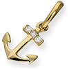 Sayers London Charm ad Ancora in oro 9kt & Cristallo CZ trasparente