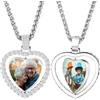 MeMeDIY Personalizzata Ciondolo Collana Commemorativa per Uomo/Donna Collana con Foto Personalizzata a Forma Rotonda/a Forma di Cuore Incisione di Immagine/Testo/Nome/Data D1-18