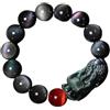 BgnEhRfL bracciali da uomo, bracciale di ossidiana, Occhio arcobaleno naturale Ossidiana Occhio di tigre rosso Pietra Feng Shui Fascino portafortuna Pi Xiu Bracciale elastico Amuleto for uomo Ricchezza Denaro