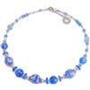 VENEZIA CLASSICA - Collana da Donna girocollo con perle in Vetro di Murano Originale, Collezione Diana, blu con foglia in Argento, Made in Italy certificato