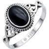 mantraroma Anello da donna in argento 925 con pietra preziosa onice nera insolita e giocosa