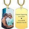 INBLUE Collana con Ciondolo Personalizzato Etichetta per Cani Data/Testo/Foto Collana in Acciaio Inossidabile per Uomo Donna Ragazzi Ragazze Bundle Catena Regolabile, Portachiavi, Silenziatore