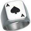 Generic Anello smaltato a forma di carte da gioco, poker, anelli portafortuna per uomo, 25, Metallo