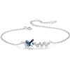 LIUYUYOUGO Bracciale Da Donna Bracciale Da Donna In Argento Sterling 925 Con Farfalla Ciondolo A Forma Di Farfalla Blu In Cristallo Con Zirconi Cubici Polsini Regolabili Gioiello Importante Regalo P