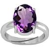 JAGDAMBA GEMS Anello in argento regolabile per uomo e donna, con ametista naturale 7,00 ratti, ametista, Placcato argento, Ametista