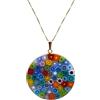 LE GEMME DI VENEZIA Collana Donna Con Pendente Murrina Milefiori Venezia In Vetro Originale Di Murano E Argento 925 Colore Oro Diametro 36N OR (COLORE 08)