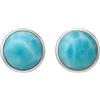 Tibetan Silver Larimar Pietra Preziosa Naturale Orecchini a Bottone per Donna, in Argento Sterling 925 Realizzati a Mano da Designer di Moda Orecchini Rotondi per Feste
