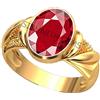 AKSHITA GEMS Anello regolabile placcato in oro con rubino naturale certificato da 10,00 ratti/9,25 carati, per uomo e donna, free size, Ottone, Rubino