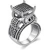 Uloveido Anello da donna da 1 cm di larghezza, quadrato, a grappolo, con cuore di fidanzamento, anello da cocktail per lei RA0221, Metallo Cristallo, Zirconie sintetico