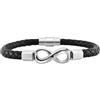 GBTROEY Bracciale in pelle Infinity personalizzato per uomo, nome inciso testo Bracciale in acciaio inox intrecciato regalo per papà nonno padre