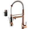 MOGFCT Rubinetto da cucina con spruzzatore estraibile ad arco alto monocomando a molla per lavello da cucina, oro rosa