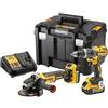DEWALT KIT composto da DCD796 Trapano 2 vel+ DCG405 Smerigliatrice 125mm + 2 x XR 18V 5Ah, DCK2080P2T-QW