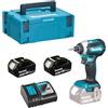 Makita DTD 153 RFJ - Avvitatore a percussione a batteria, 1/4, 18 V, 170 Nm, brushless + 2 batterie 3,0 Ah + caricatore rapido in Makpac 2