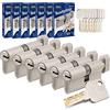 GERCAR Pro Stesso Codice Chiave 6 Cilindri a Pomello 40/40 Set 6x Cilindri di Chiusura con Pomello incl. 30 Chiavi - Serratura a Cilindro per Porta 80 mm Set da 6 Cilindri - Lunghezza: 80mm, A:40 B:40