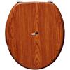 BM 4114 Copriwater Sedile Tavoletta WC Universale Coperchio Toilet Seat Bagno in MDF Marrone Legno Noce, Misura Standard Fissaggio dal Basso Cerniere Incluse in Acciaio