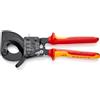 KNIPEX Cesoia a cremagliera (sistema a cricchetto) in blister isolati con manici rivestiti in materiale bicomponente, 95 36 250