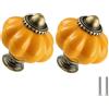 Zernmiarder Confezione da 6 pomelli in ceramica a forma di zucca giallo bruciato, pomelli vintage per cassetti, antichi per cassettiera, con viti, per armadio, cassetti, armadietti e progetti fai da