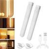 ZHKVAG Punch-Free Smart Sensor Magnetic Rechargeable Led Lights, 4 In Motion Sensor Light Indoor, Rechargeable Motion Activated Cabinet Lights, Cordless Under Cabinet Bedroom Stair Led Lighting (2,Warm)