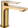 IMEX Miscelatore lavabo monocomando oro spazzolato in ottone con cartuccia ceramica Ø26 mm e set 2 flessibili 3-8 inclusi per stabilita e praticita Imex-BDN047-1OC