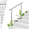 Sonnewelt - Corrimano in acciaio inox - Ringhiera per scale 120 cm senza barre trasversali per interni ed esterni, ringhiera di ingresso di alta qualità per balcone, scala e parapetto
