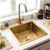 HZKSINNK Lavelli Da Cucina, Lavello Singolo Golden Bar, Lavello Quadrato In Acciaio Inox Dorato Per Cucina/lavelli Da Bagno, Lavello Nano/Prep Con Kit Di Scarico, Facile Da Pulire, Da Incasso Sottotop
