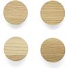 PLT 4 Maniglie per mobili scandinavi in rovere non trattato, rotonde, pomelli per comò, armadio, cassetto, porta, idea regalo (4, 6 cm di diametro)
