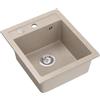 QUADRON Lavello da cucina in granito | dimensioni 50 x 43 x 20,3 cm, beige e acciaio | Lavello JOHNNY 100 in granito Lavello a vasca singola | Lavello da incasso con foro per rubinetto