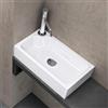 doporro Lavandino Bagno da Appoggio Lavabo ad Angolo Rettangolare con Foro Rubinetto e Vasca a Destra, Design Moderno in Marmo Resina con Nano Rivestimento 46x26x11cm Bianco Lucido, Colossum101