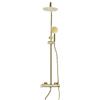 Candygou Sistema doccia anticalcare con termostato, set doccia a pioggia, soffione doccia a pioggia, rubinetto per doccia, colonna doccia, in acciaio inox 304, asta doccia in ottone con rubinetto, colore oro