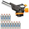 Z.M.C Bruciatore a gas 1,3kW + 12 cartucce gas 227g, bruciatore per fiamma, temperatura fino a 1300°C, becco Bunsen, torcia saldatrice con accensione piezoelettrica, bruciatore da cucina con fiamma