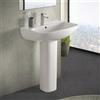 Inbagno Lavabo con colonna 60 cm in ceramica bianco lucido con foro per miscelatore e troppopieno, profondità vasca 56 cm, serie GINEVRA