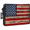 DecorLovee Copertura per TV da esterni con bandiera americana da 30 a 32 pollici, resistente alle intemperie e impermeabile, a righe rosse e blu, con tasca per telecomando, protezioni per schermo TV in legno