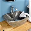Wohnfreuden 40 cm lavabo in pietra con foro per rubinetto, lavabo da appoggio in pietra di fiume, lavabo in granito in pietra naturale per bagno e bagno degli ospiti Wohnfreuden