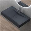 doporro Lavabo da Appoggio o Sospeso Rettangolare 80 cm in Marmoresina Antracite Opaco, Lavandino Bagno con Foro per Rubinetto, Montaggio a Parete - Colossum810