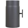 LANZZAS Tubo per stufa, 250 mm, prolunga con valvola a farfalla, diametro Ø 150 mm, colore: grigio ghisa, tubo per fumo con patta