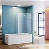 SONNI Parete Vasca da Bagno Doccia 120x140cm, Vetro Trasparente 5mm Con Cassetti e Ripiani in Scciaio Inox, Parete Vasca con Dispositivo Pieghevole