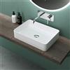Mai & Mai Lavabo da Appoggio 50x35x11cm, Lavandino Bagno in Ceramica con Nano Rivestimenti inclusi, Bianco, Brüssel105